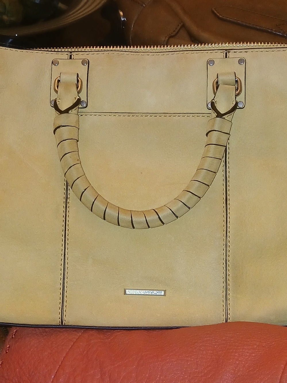 Rebecca Minkoff Mustard Leather Shoulder Bag with Wrapped Handle